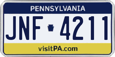 PA license plate JNF4211