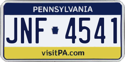 PA license plate JNF4541