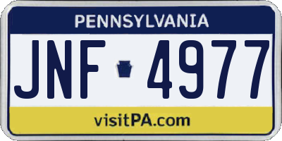 PA license plate JNF4977