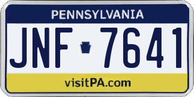 PA license plate JNF7641