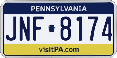PA license plate JNF8174
