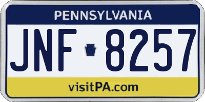 PA license plate JNF8257