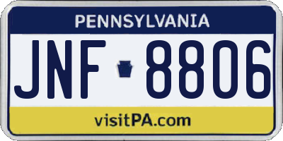 PA license plate JNF8806