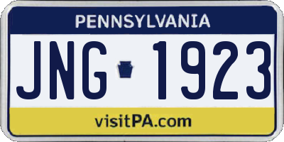 PA license plate JNG1923