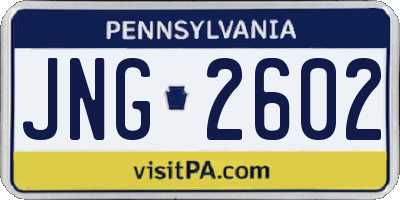 PA license plate JNG2602