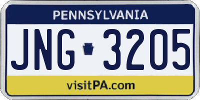 PA license plate JNG3205