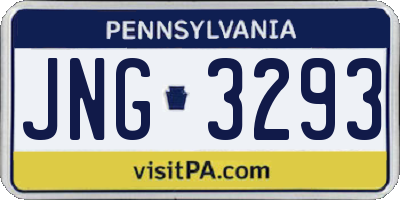 PA license plate JNG3293