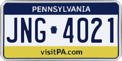 PA license plate JNG4021