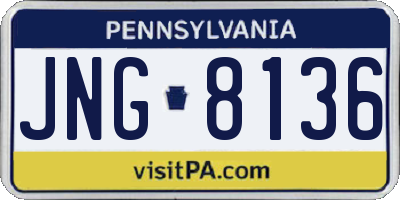 PA license plate JNG8136