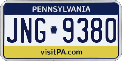 PA license plate JNG9380