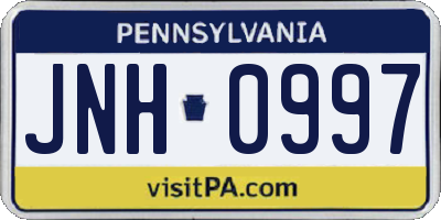 PA license plate JNH0997