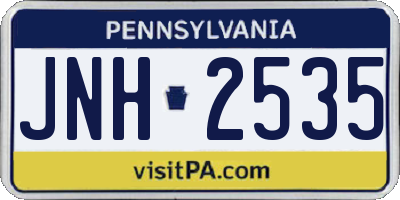PA license plate JNH2535