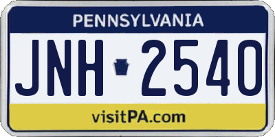 PA license plate JNH2540