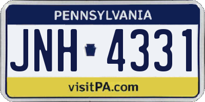 PA license plate JNH4331