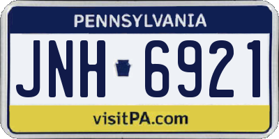 PA license plate JNH6921