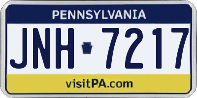 PA license plate JNH7217