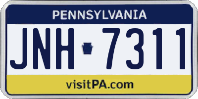 PA license plate JNH7311