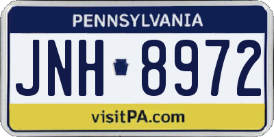 PA license plate JNH8972