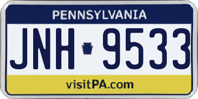 PA license plate JNH9533