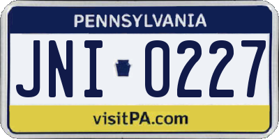 PA license plate JNI0227