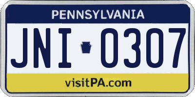 PA license plate JNI0307