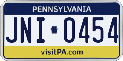 PA license plate JNI0454