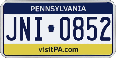 PA license plate JNI0852