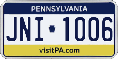 PA license plate JNI1006