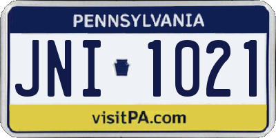 PA license plate JNI1021