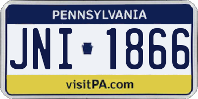 PA license plate JNI1866