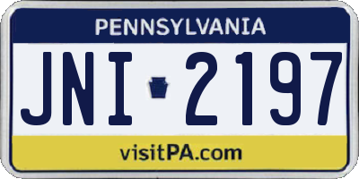PA license plate JNI2197