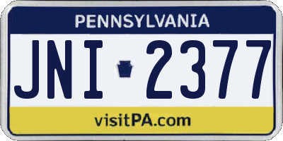 PA license plate JNI2377