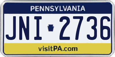 PA license plate JNI2736