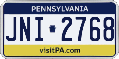 PA license plate JNI2768