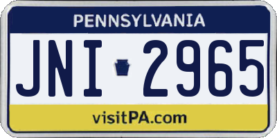 PA license plate JNI2965