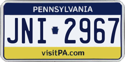 PA license plate JNI2967