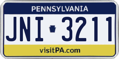 PA license plate JNI3211