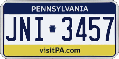 PA license plate JNI3457