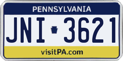 PA license plate JNI3621