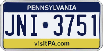 PA license plate JNI3751