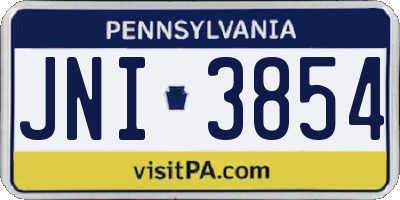 PA license plate JNI3854