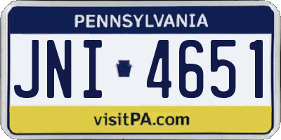 PA license plate JNI4651