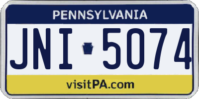 PA license plate JNI5074