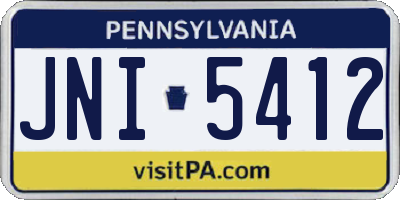 PA license plate JNI5412