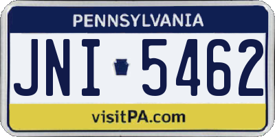 PA license plate JNI5462