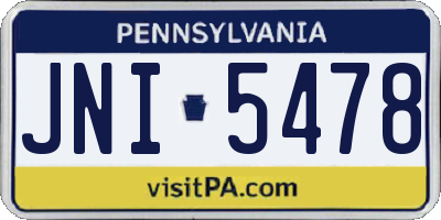 PA license plate JNI5478