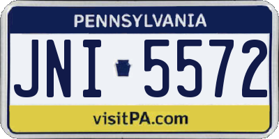 PA license plate JNI5572