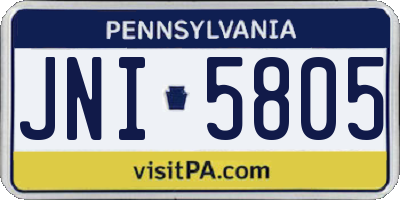 PA license plate JNI5805
