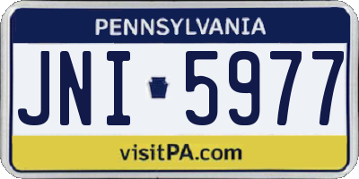 PA license plate JNI5977