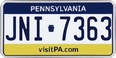PA license plate JNI7363